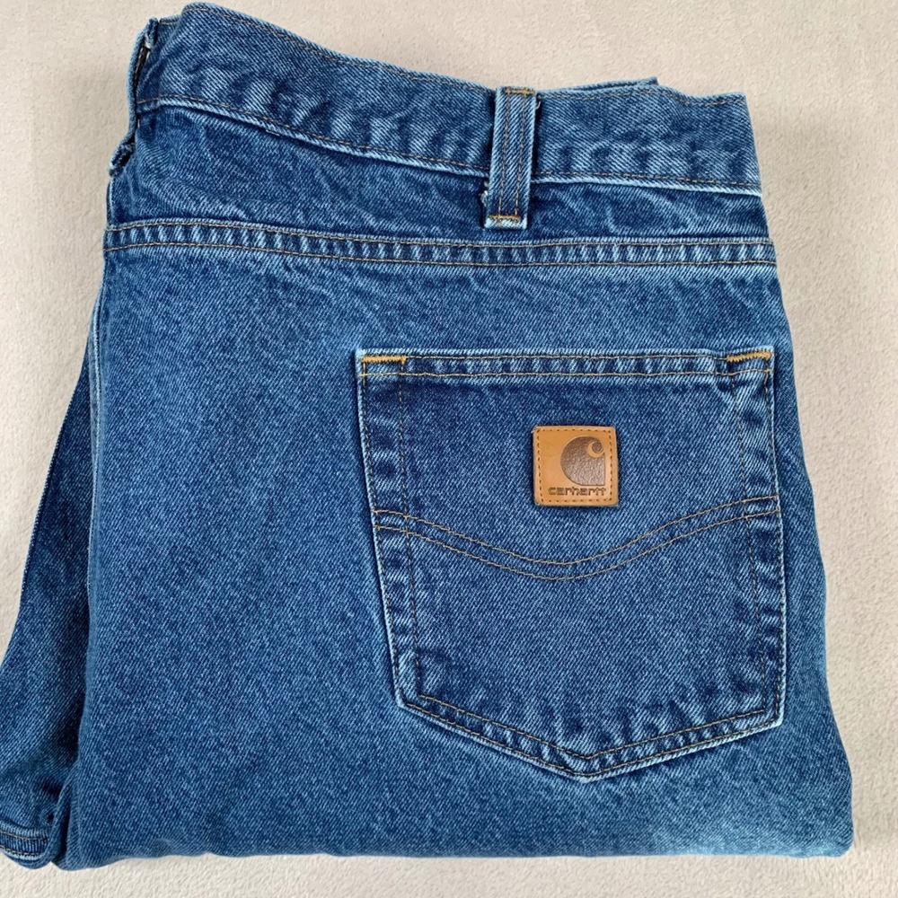Carhartt Relaxed Fit Jeans Mens 44x32 Blue Denim B480-DVB Workwear Pants